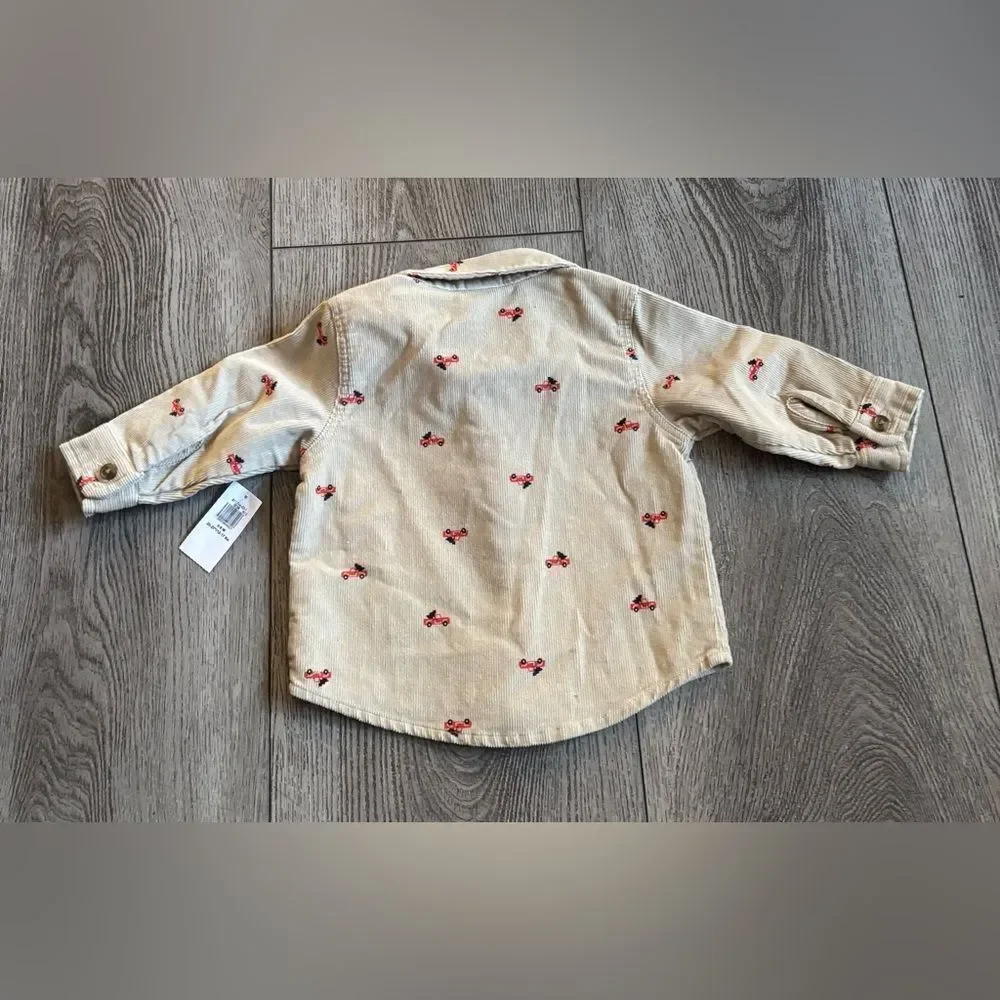 Old Navy Beige Kids Button Down Shirt with Red Christmas truck